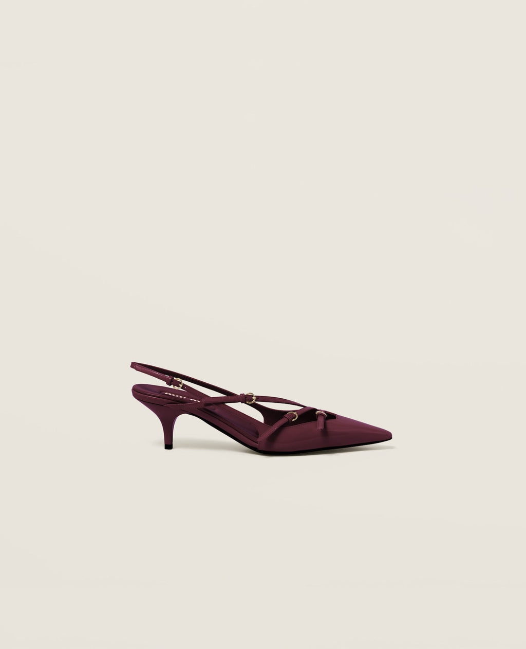 Miu Miu Patent leather slingbacks with buckles Crimson