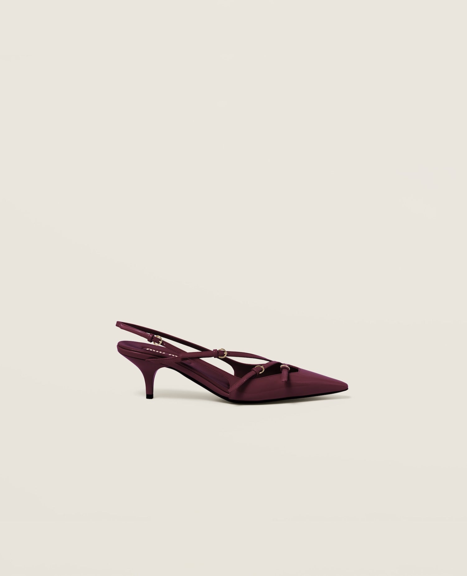 Miu Miu Patent leather slingbacks with buckles Crimson
