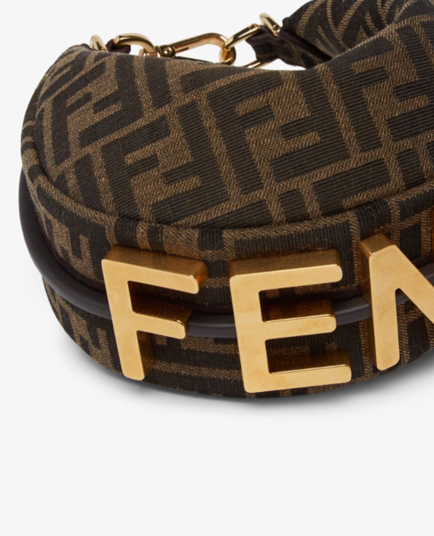 Fendi Fendigraphy Mini Bag Brown FF jacquard Motif Fabric
