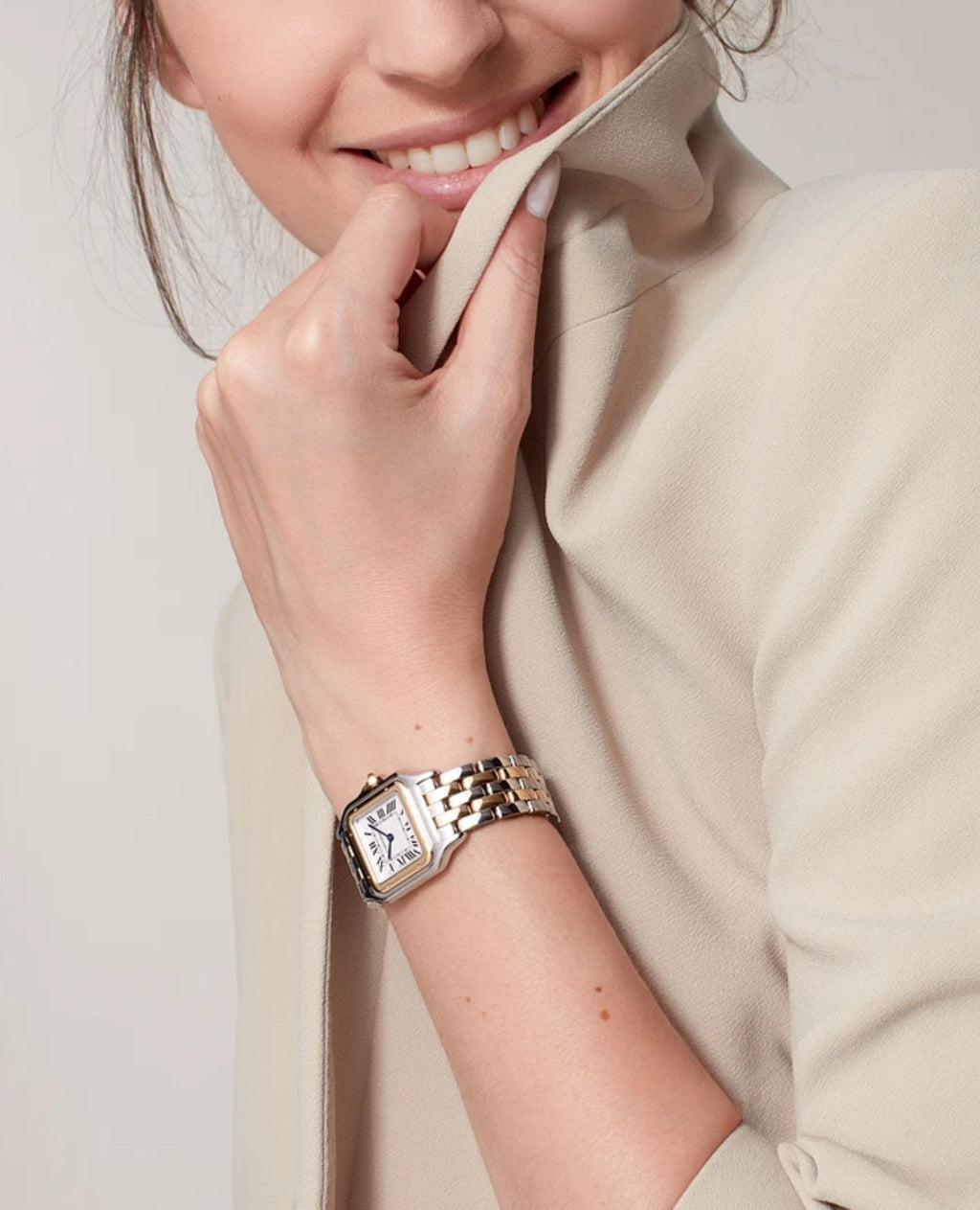 Panthèrs DE Cartier Watch, Medium Model, Yellow Gold/Steel