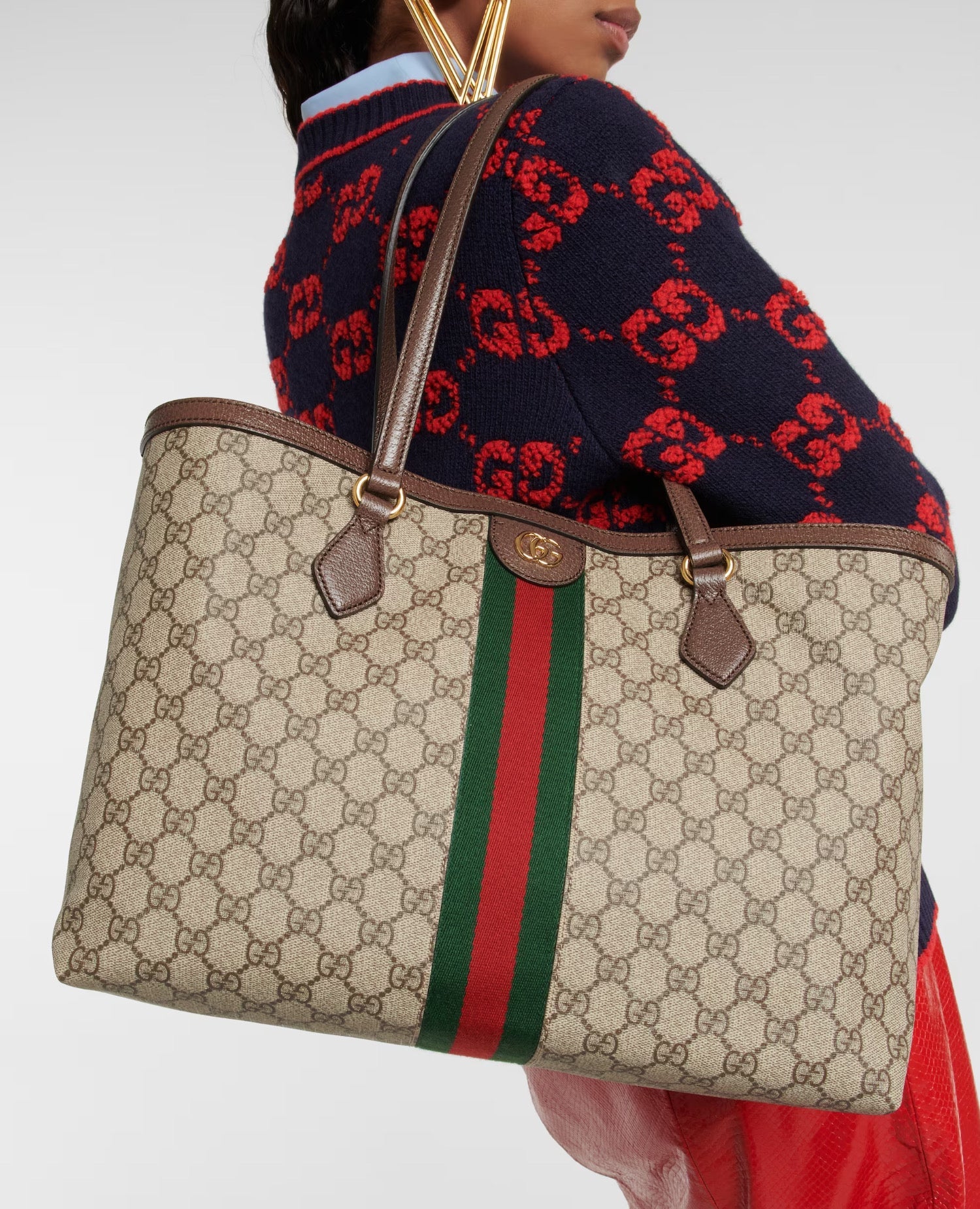 Gucci Ophidia GG Medium Tote Bag Beige & Ebony