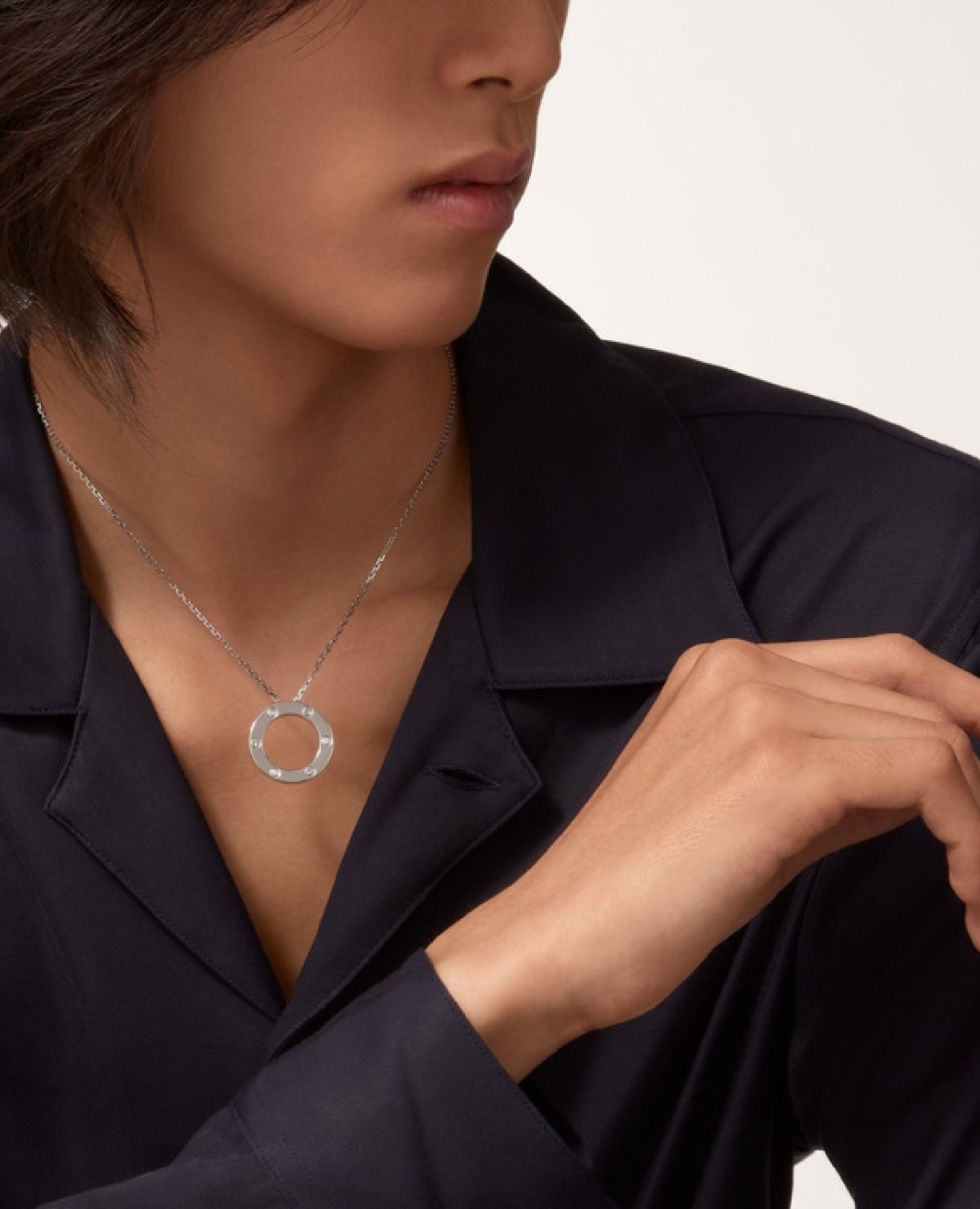 Cartier Love Necklace, 3 Diamonds, Silver