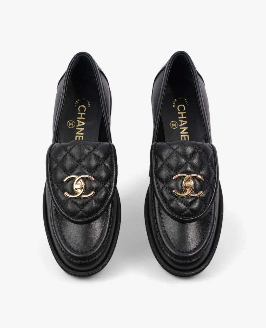 Coco Quilted CC Turnlock Black Leather Loafers