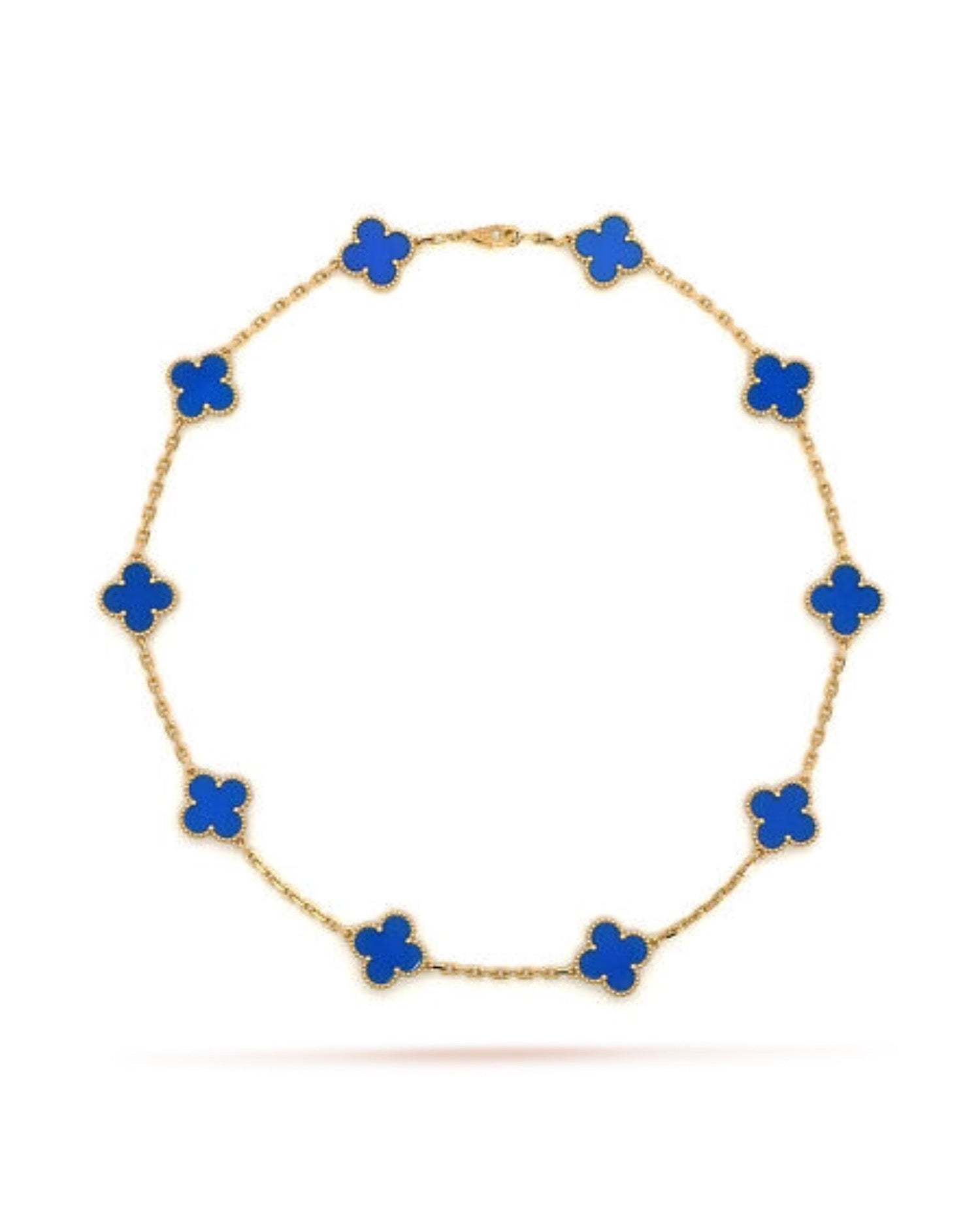 Van Cleef Vintage Alhambra necklace, 10 motifs, yellow gold, Blue