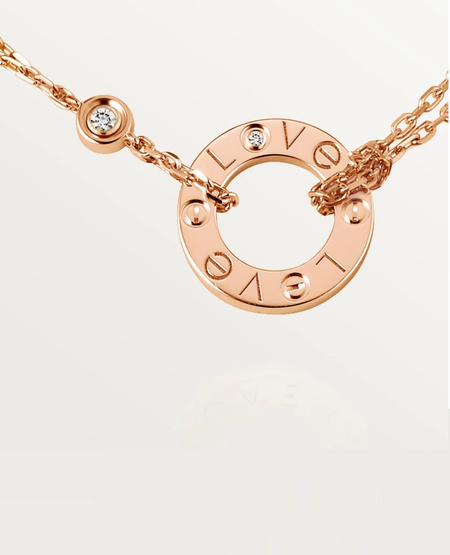 Cartier Love Necklace, 2 Diamonds, Rose Gold
