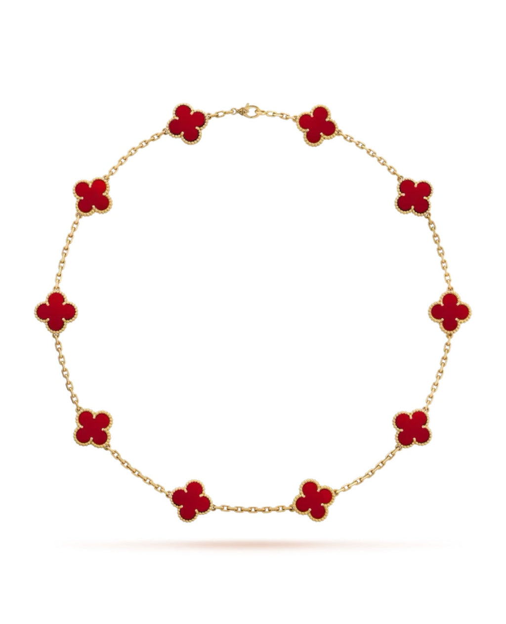Van Cleef Vintage Alhambra necklace, 10 motifs, yellow gold, Carnelian