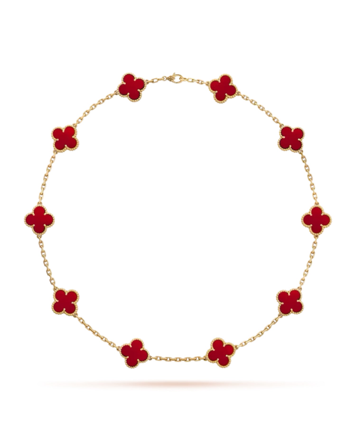Van Cleef Vintage Alhambra necklace, 10 motifs, yellow gold, Carnelian