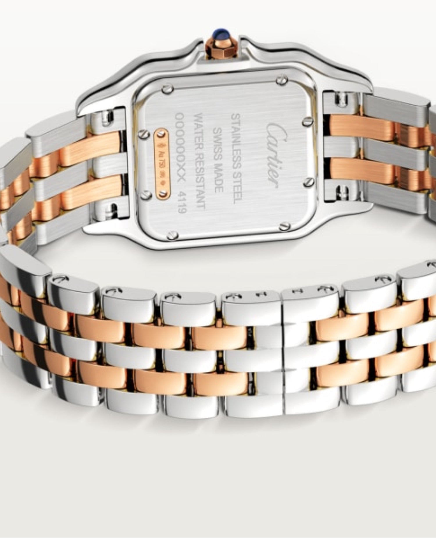 Panthère DE Cartier Watch, Medium Model, Diamonds, Rose Gold/Steel