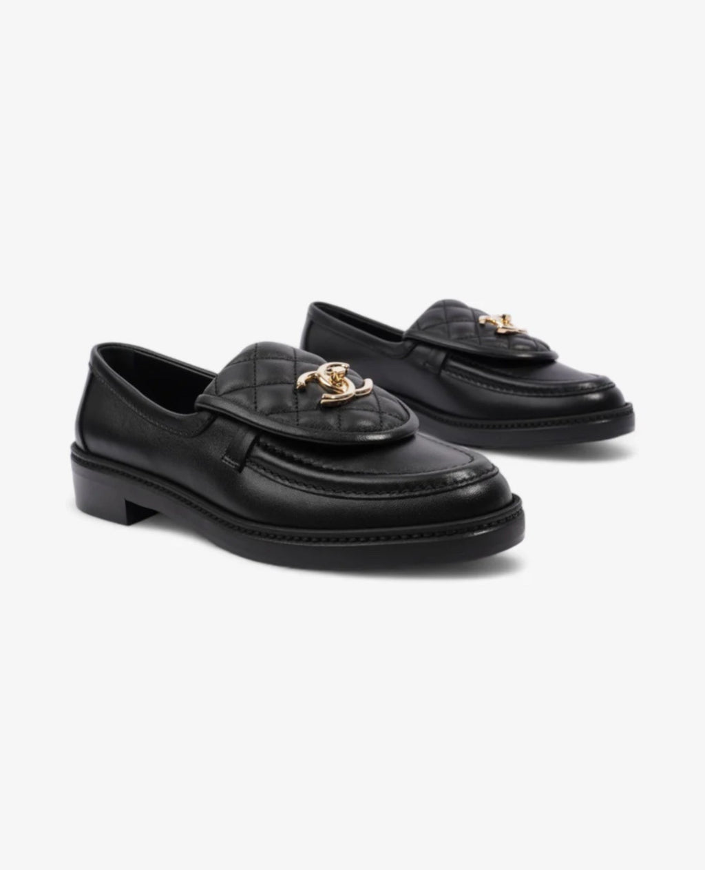 Coco Quilted CC Turnlock Black Leather Loafers