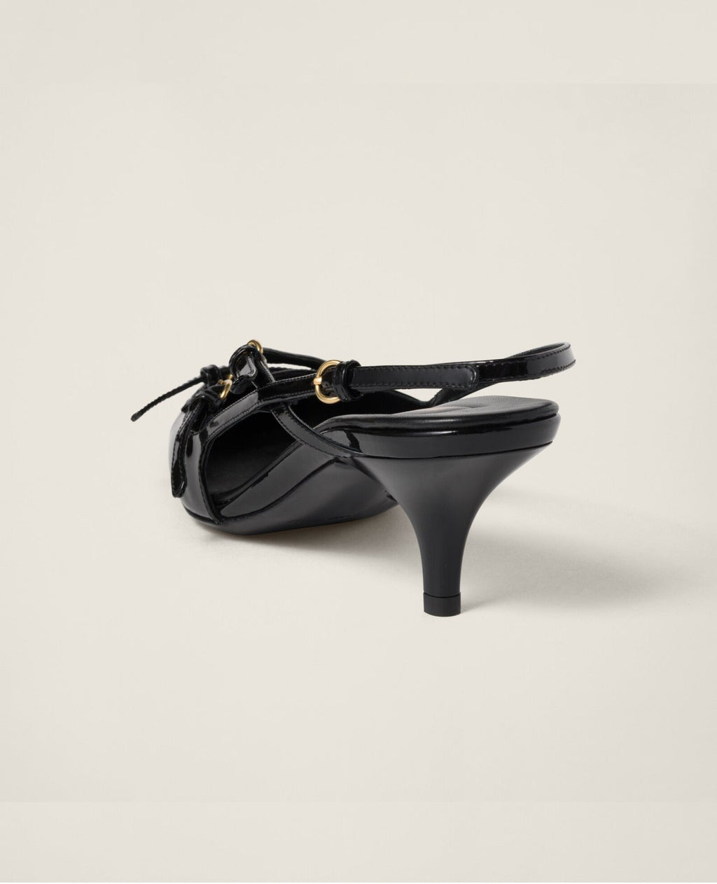 Miu Miu Patent leather slingbacks with buckles Black