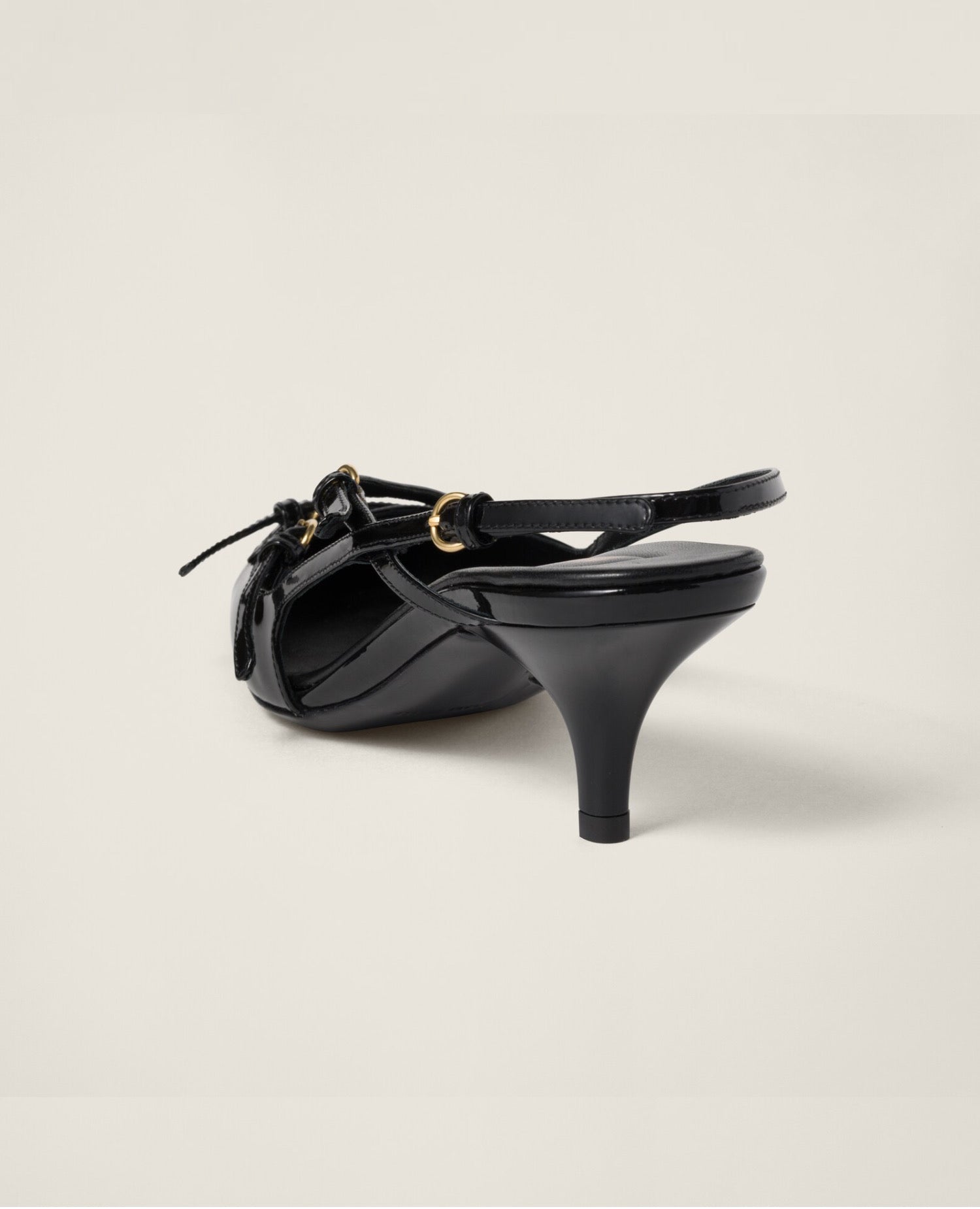 Miu Miu Patent leather slingbacks with buckles Black
