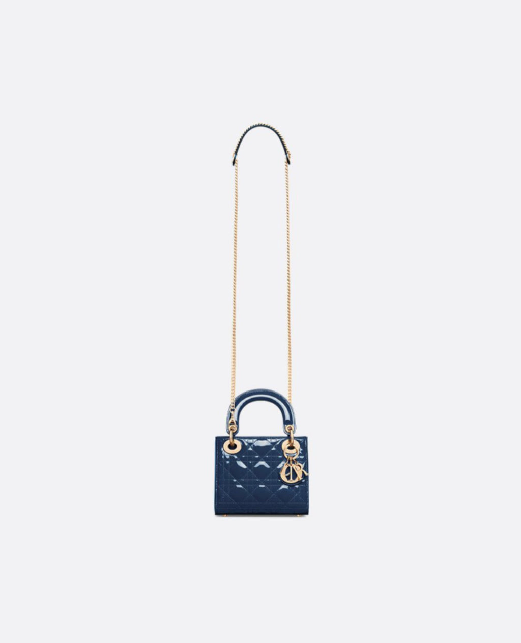 Christian Dior Mini Lady Dior Bag Deep Ocean Blue Patent
