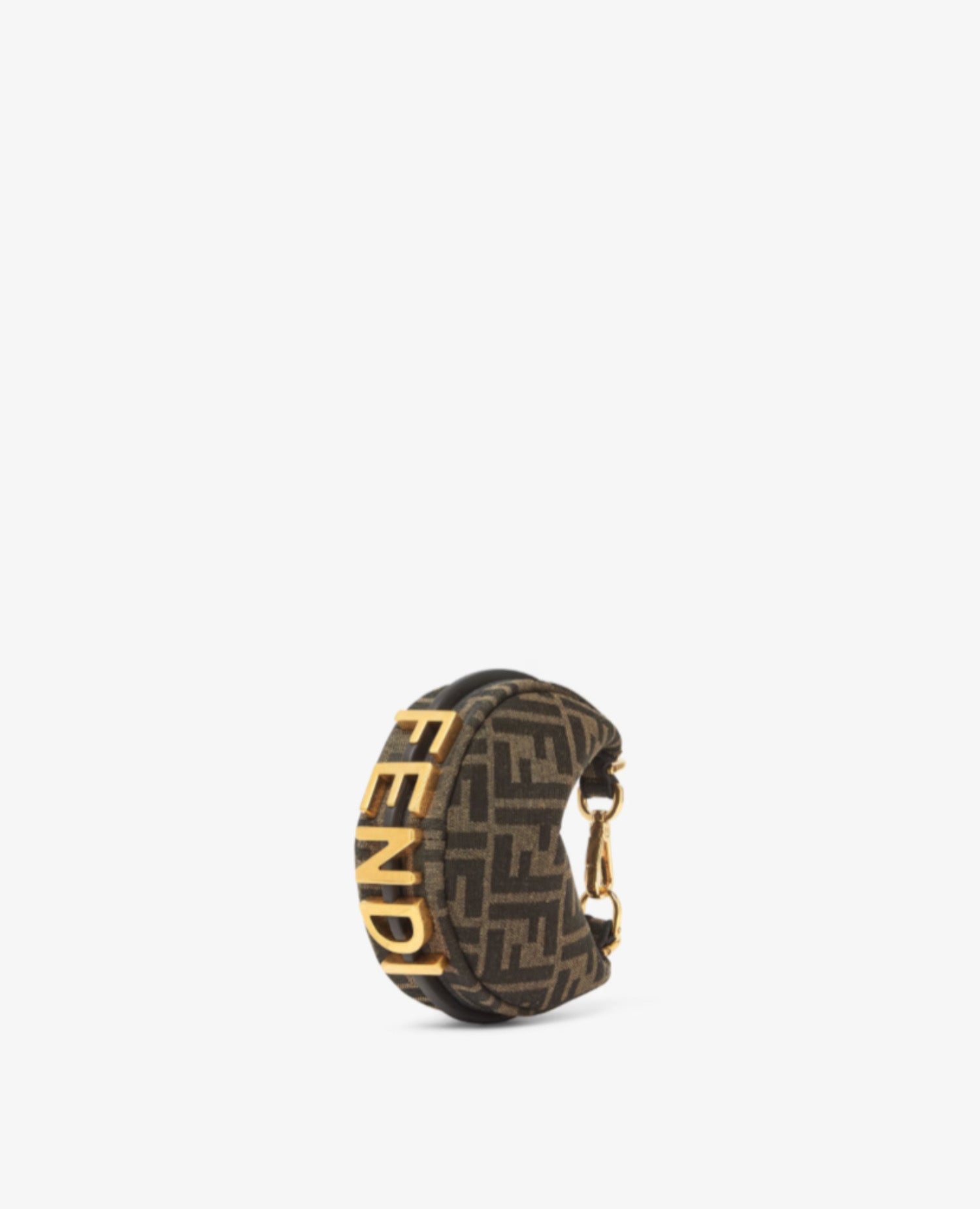Fendi Nano Fendigraphy Brown Fabric Charm Bag