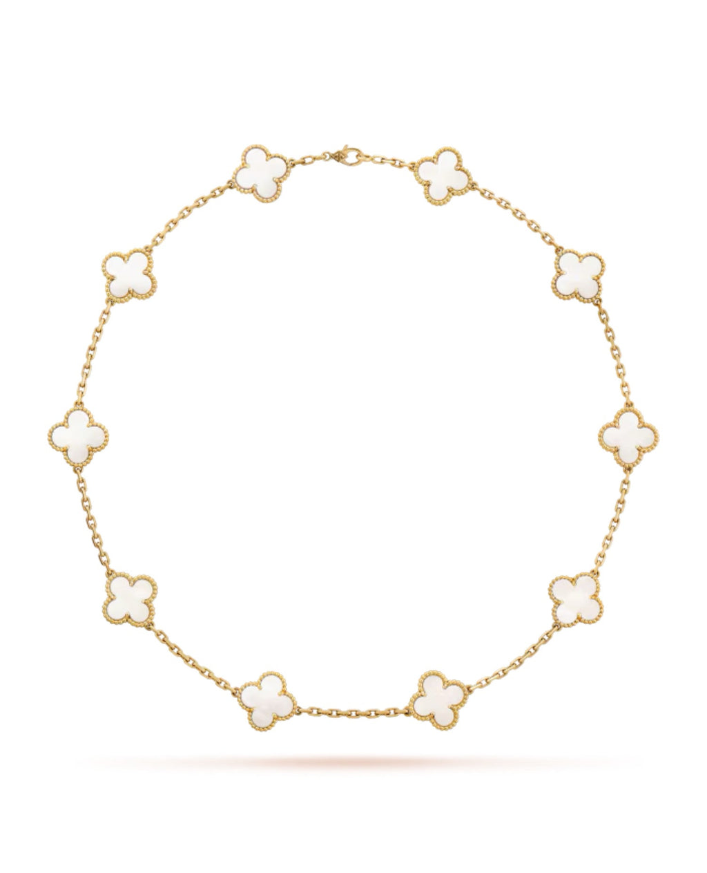 Van Cleef Vintage Alhambra necklace, 10 motifs, yellow gold, Mother-of-pearl