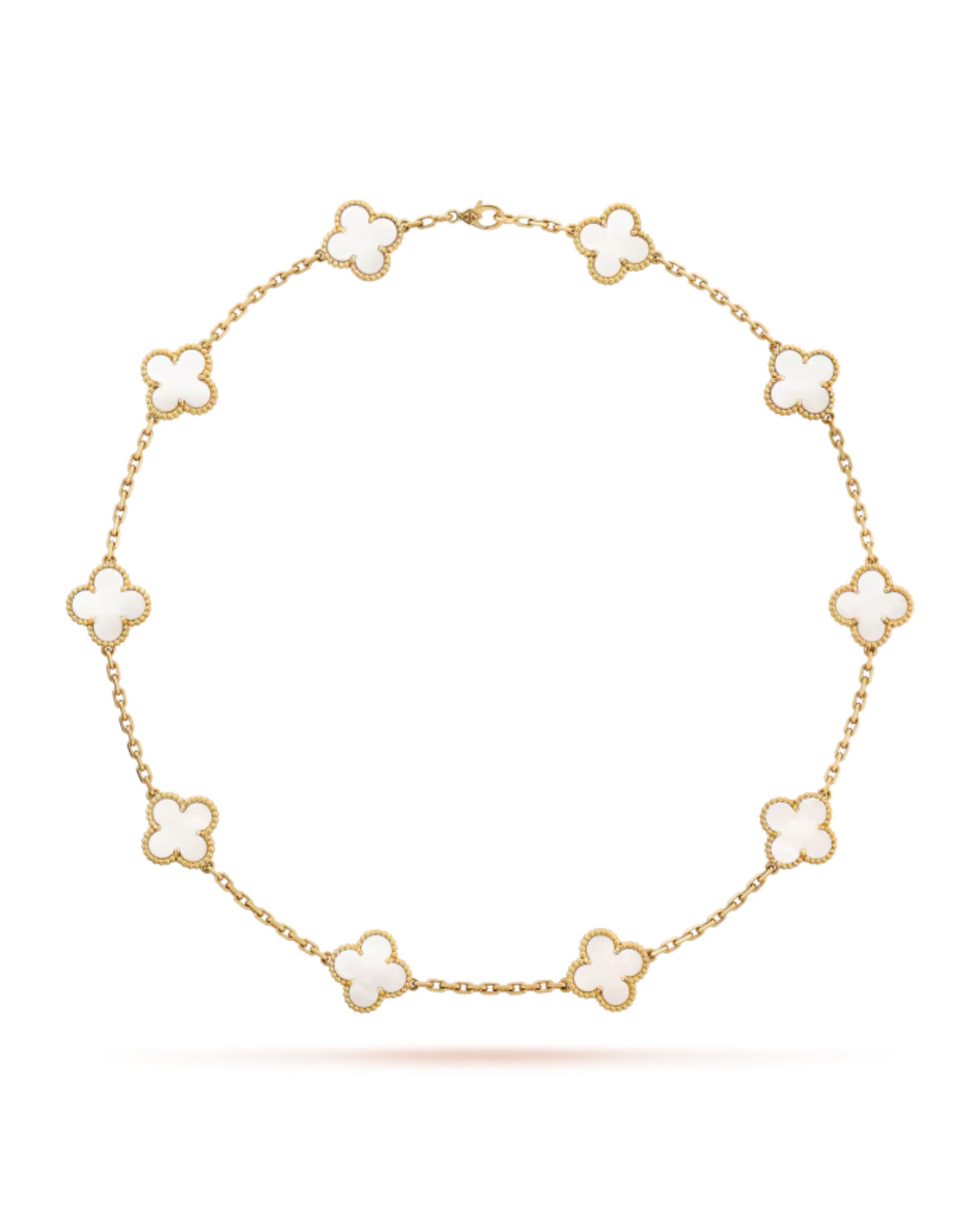 Van Cleef Vintage Alhambra necklace, 10 motifs, yellow gold, Mother-of-pearl