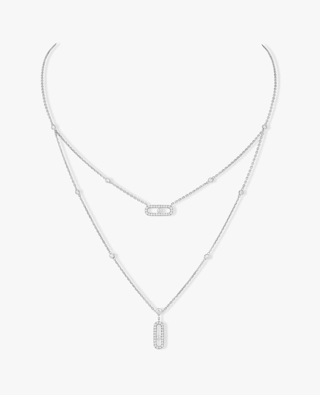 Messika Move Uno 2 Rows Pavé Necklace Silver