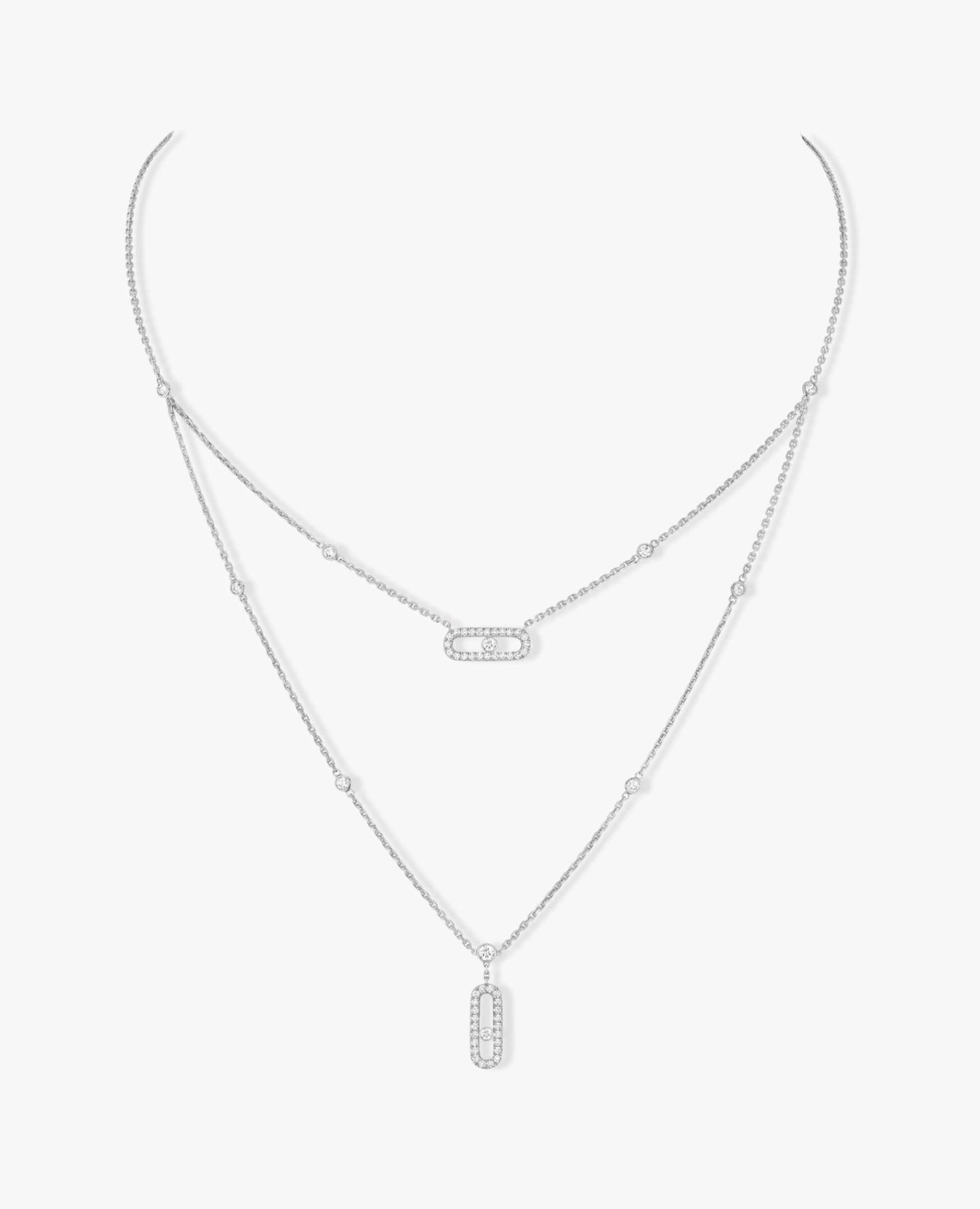 Messika Move Uno 2 Rows Pavé Necklace Silver