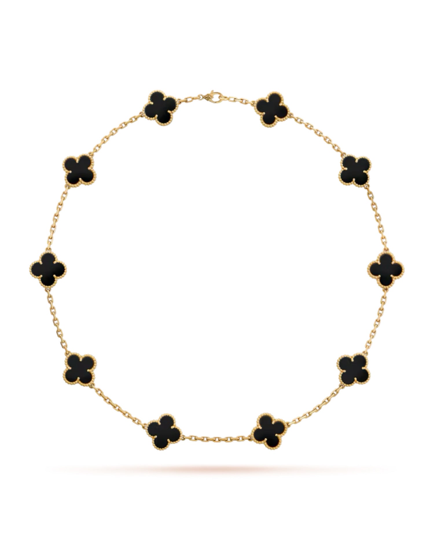 Van Cleef Vintage Alhambra necklace, 10 motifs, yellow gold, Onyx