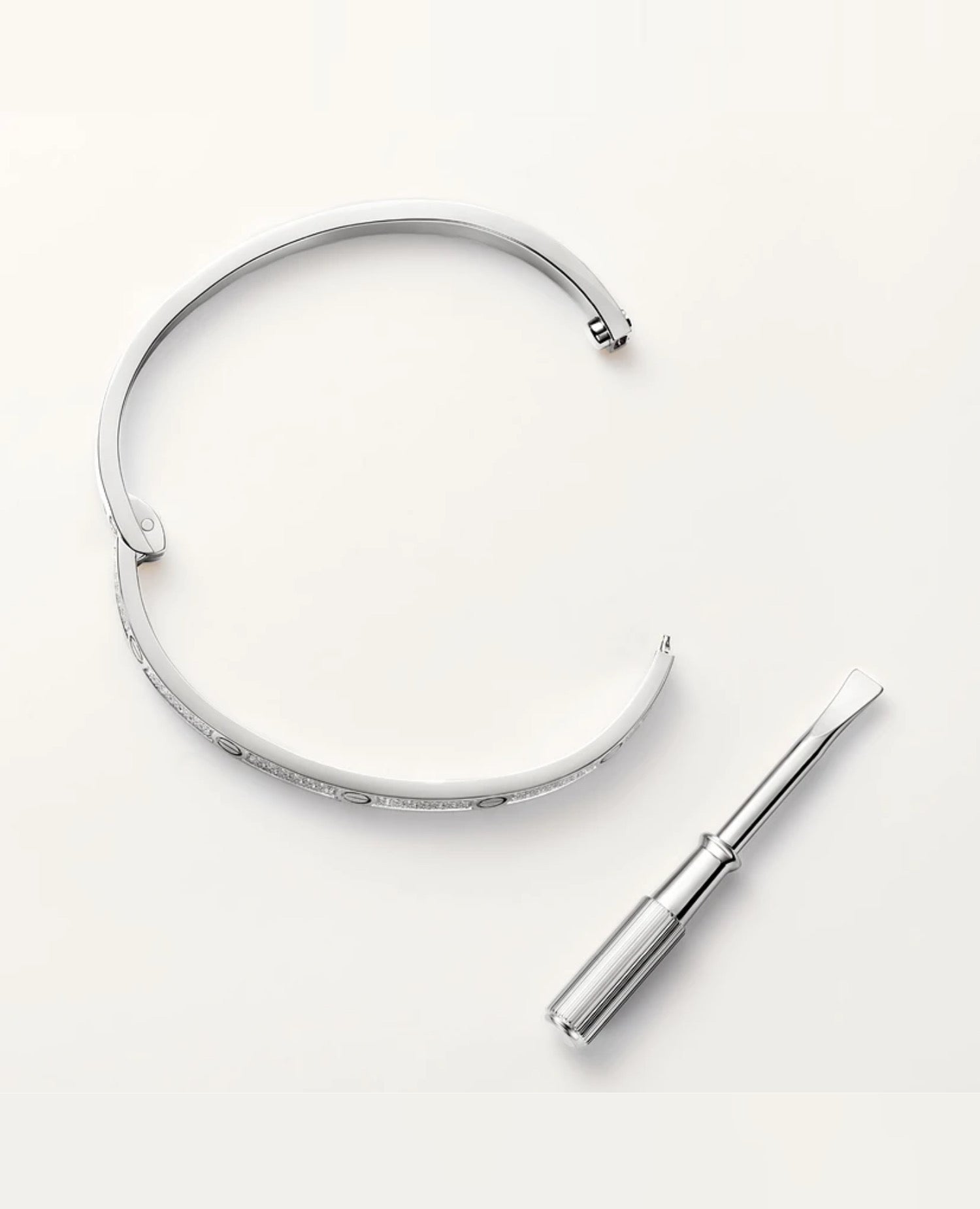 Cartier Love Bracelet, Small Model, Paved, Silver
