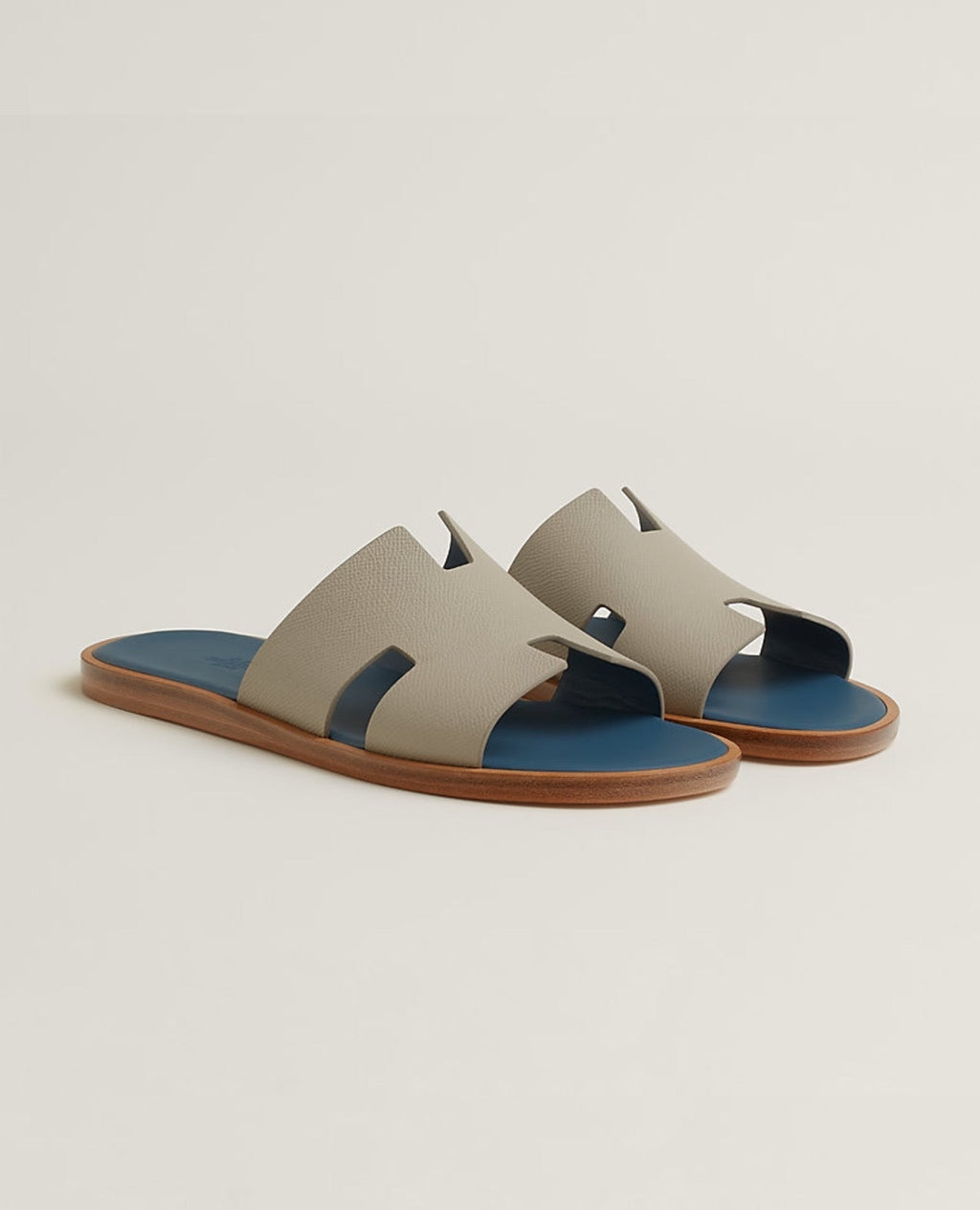 Hermès Izmir Sandal Beige Esquisse / Bleu Turquin
