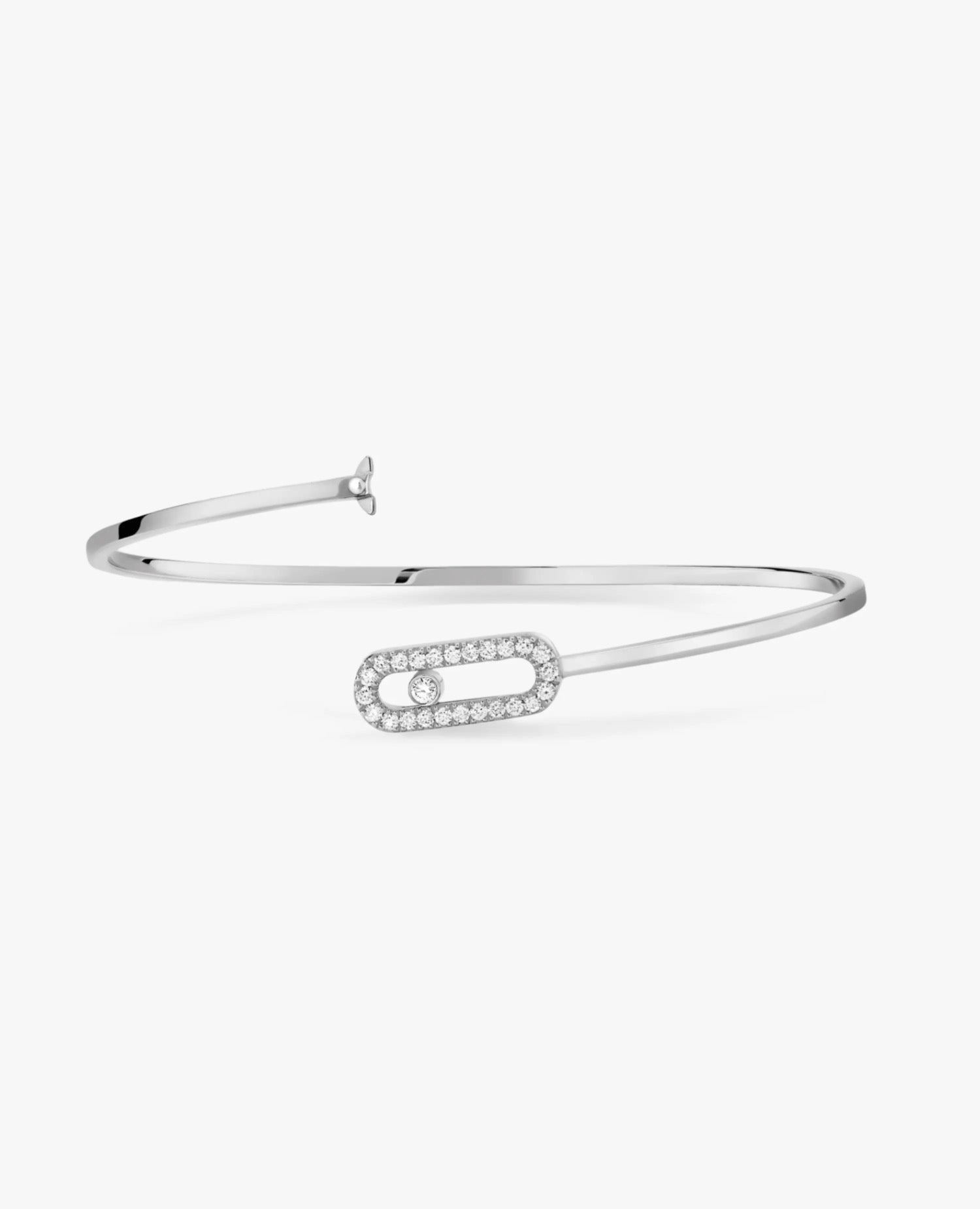 Messika Move Uno Pavé Flex Bangle Bracelet Silver