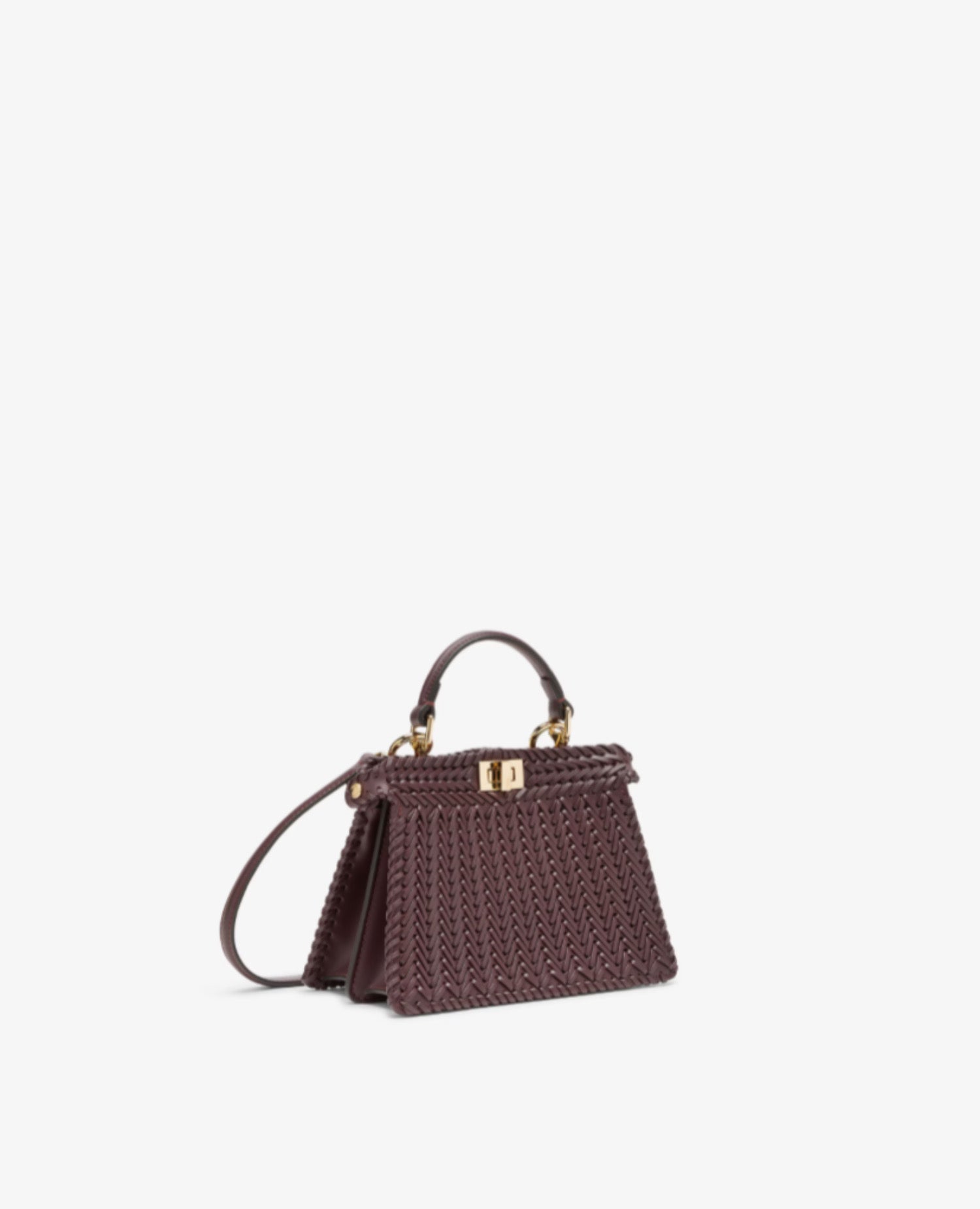 Fendi Peekaboo ISeeU Petite Burgundy interlace leather bag