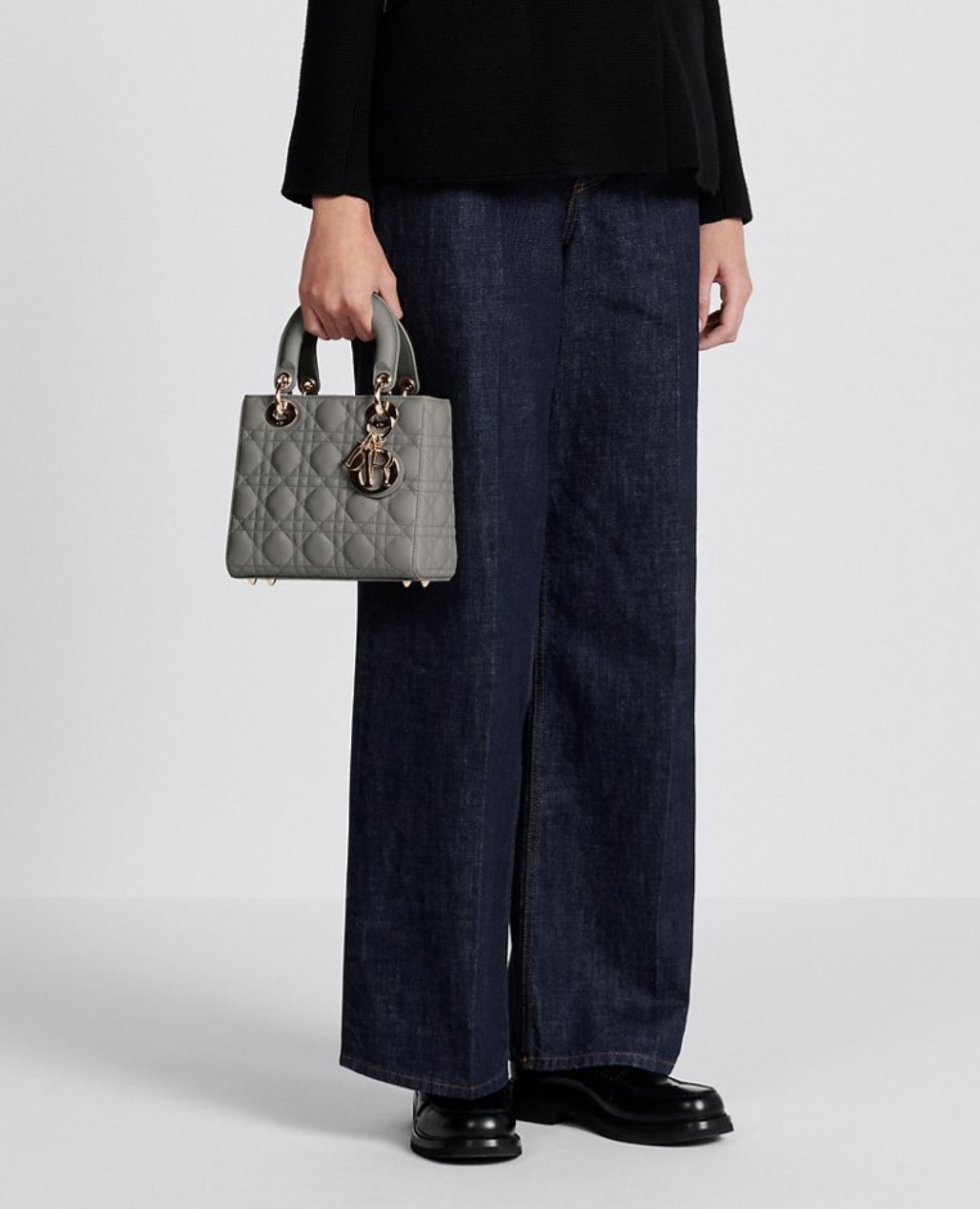 Christian Dior Small Lady Dior Bag  Stone Gray
