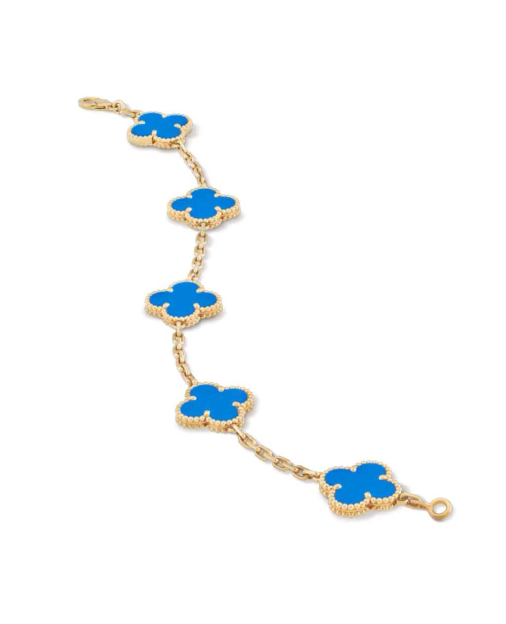 Van Cleef Vintage Alhambra bracelet, 5 motifs, yellow gold, Agate