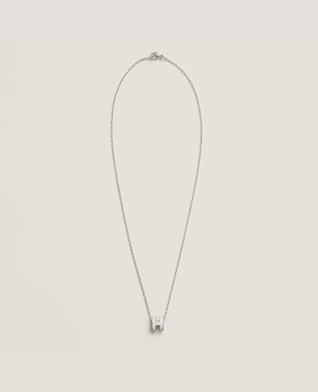 Hermès Mini Pop H Pendant Silver Plated Blanc