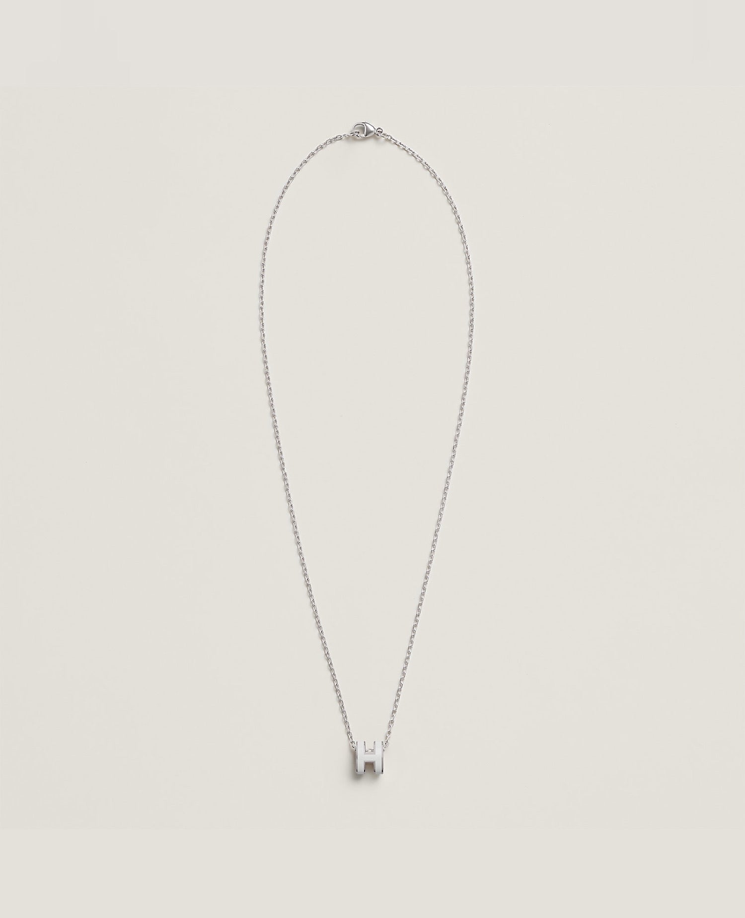 Hermès Mini Pop H Pendant Silver Plated Blanc
