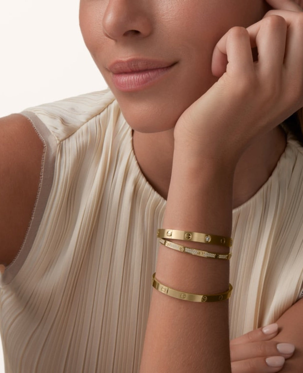 Cartier Love Bracelet, Classic Model, Brushed, 4 Diamonds, Gold