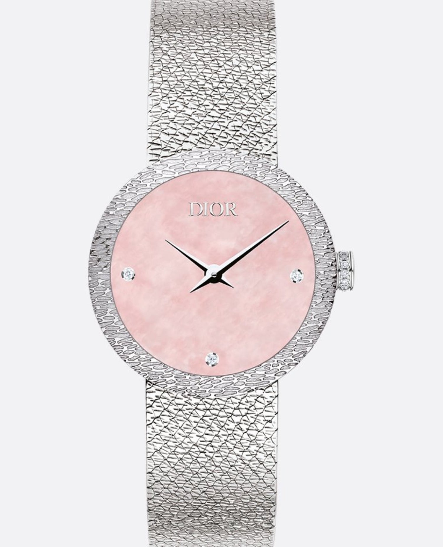 Christian Dior La D de Dior Satine 25 MM, Pink Mother-Of-Pearl & Diamonds