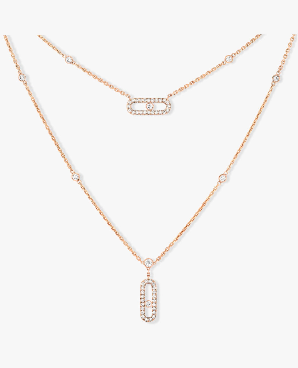 Messika Move Uno 2 Rows Pavé Necklace Rose Gold