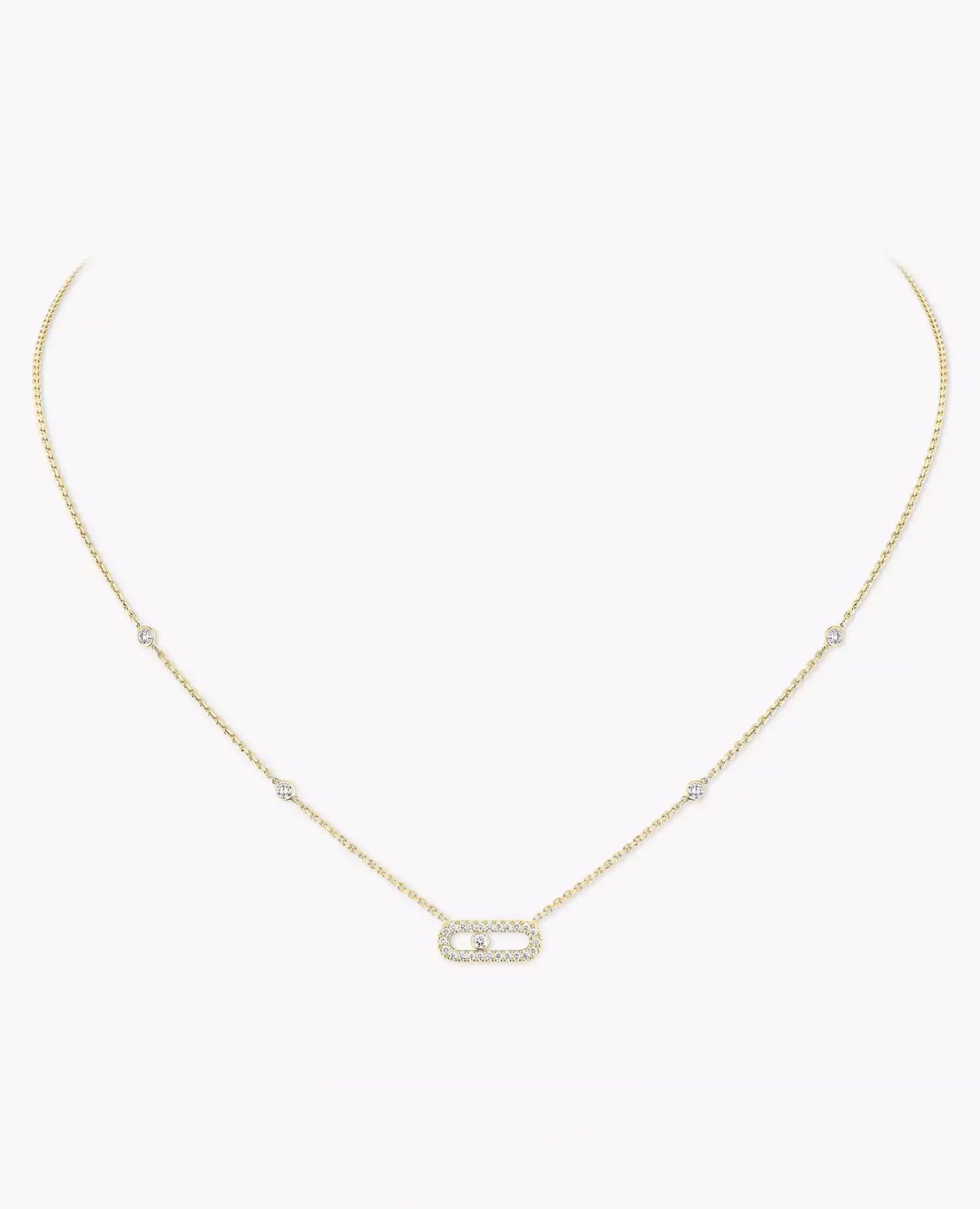 Messika Move Uno Pavé Gold Necklace Yellow Gold