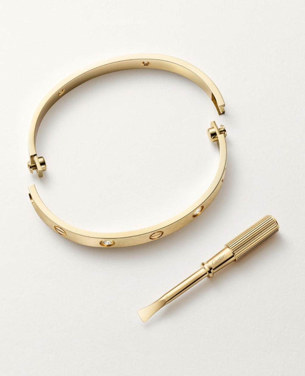 Cartier Love Bracelet, Classic Model, Brushed, 4 Diamonds, Gold