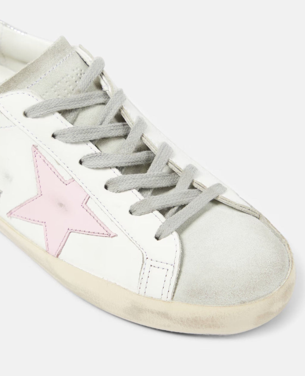 Golden Goose Super-Star with Pink star and Sliver heel tab Sneaker