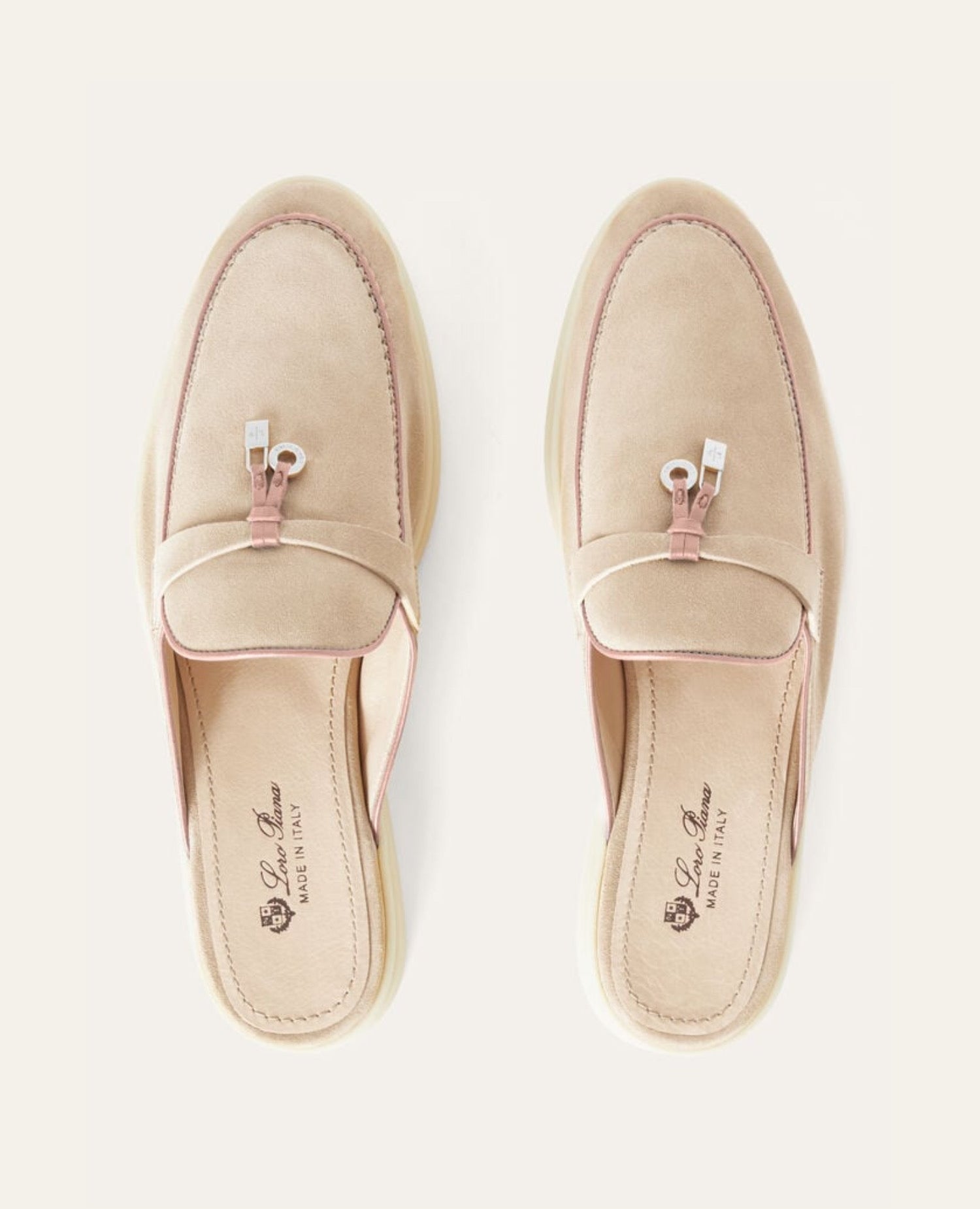 Loro Piana Babouche Charms Walk Loafers Pink Sand