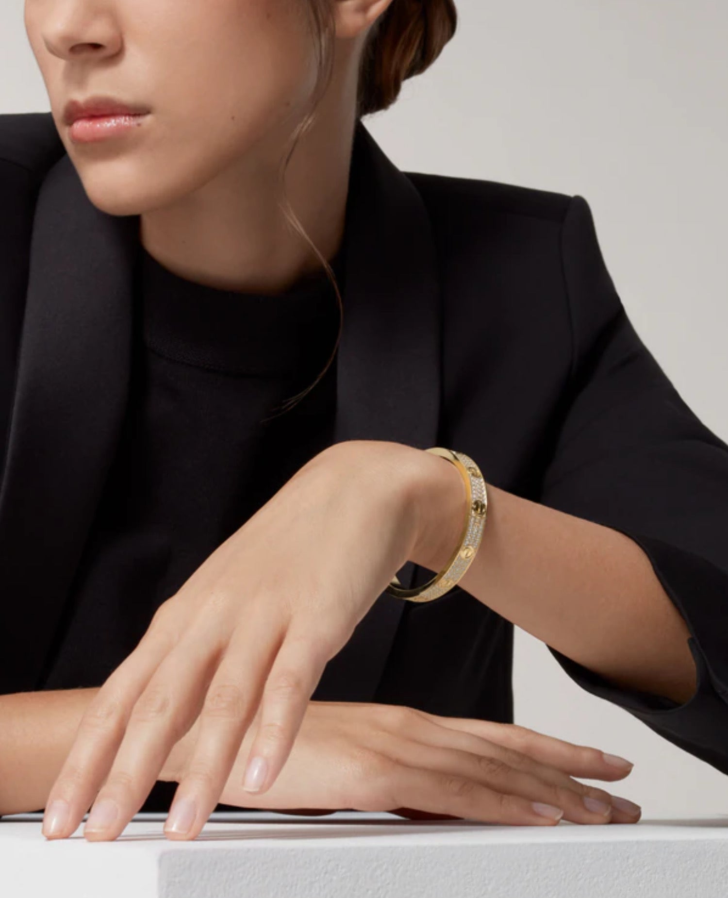 Cartier Love Bracelet, Classic Model, paved, Yellow Gold