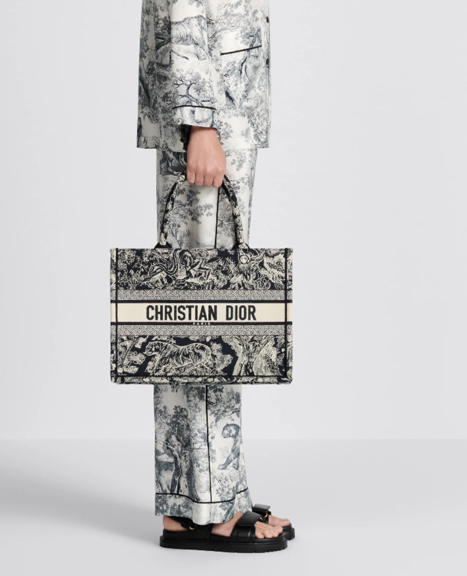 Christian Dior Medium Dior Book Tote Blue & Ecue Toile