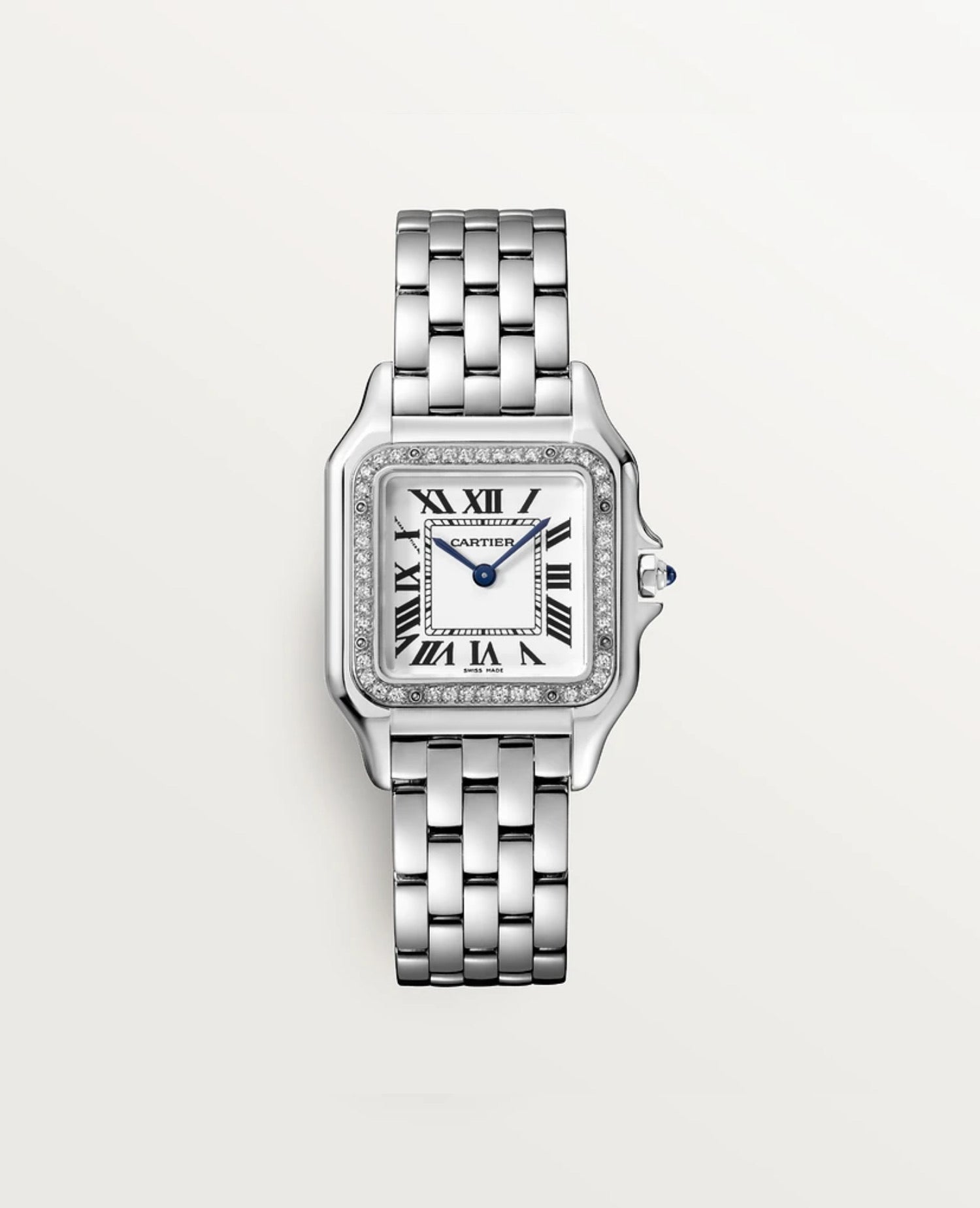 Panthèrs DE Cartier Watch, Medium Model, Diamonds, Silver