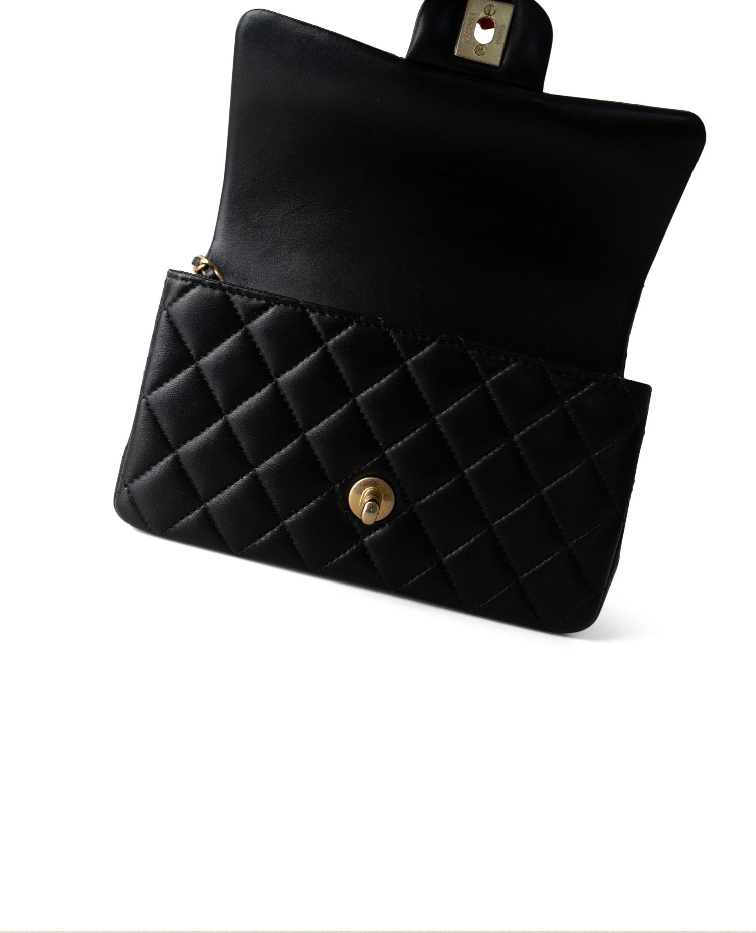 Coco Lambskin Quilted Mini Top Handle Antique Black