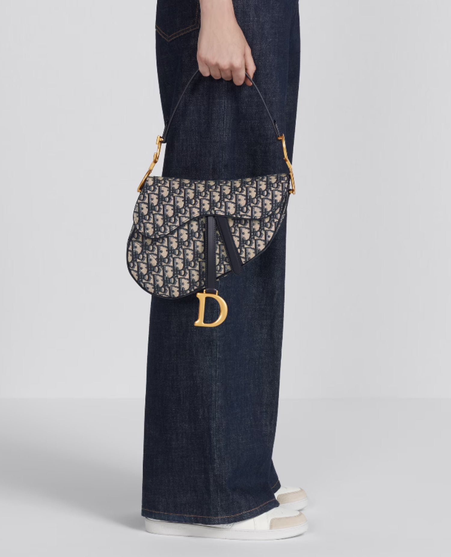 Christian Dior Saddle Bag With Strap Blue Oblique