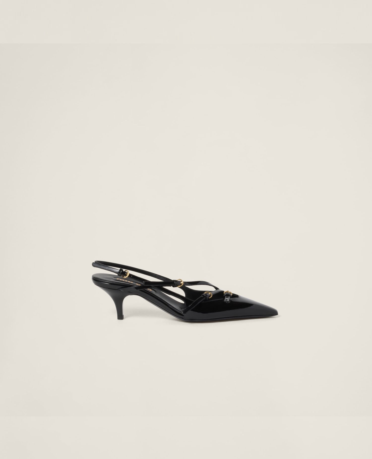 Miu Miu Patent leather slingbacks with buckles Black