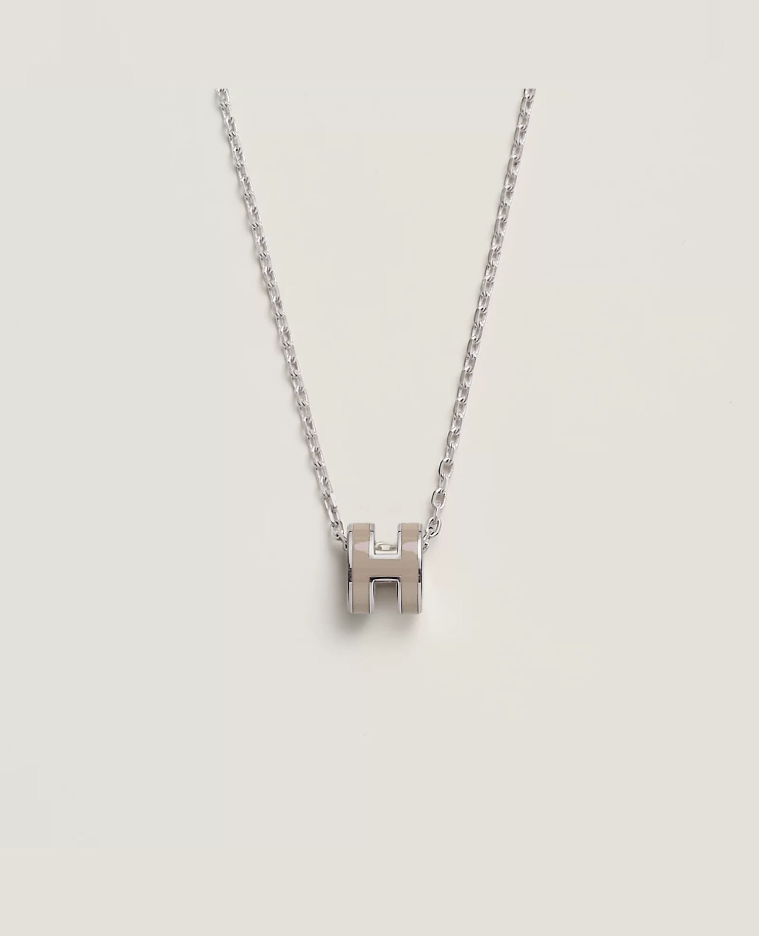 Hermès Mini Pop H Pendant Silver Plated Marron Glace