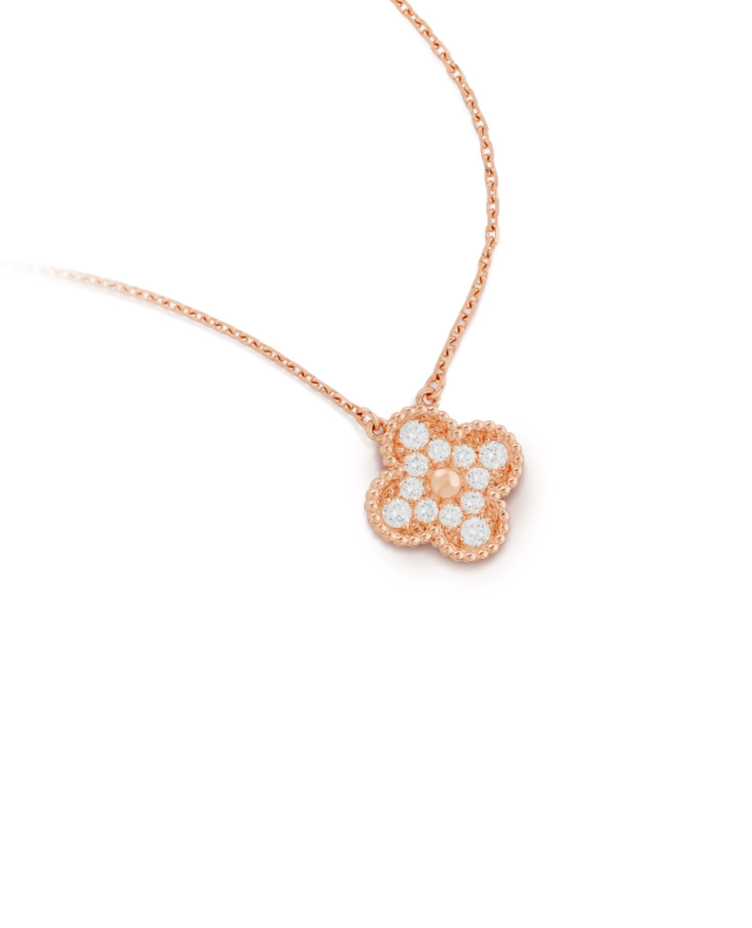 Van Cleef Vintage Alhambra pendant, Rose Gold, Diamond
