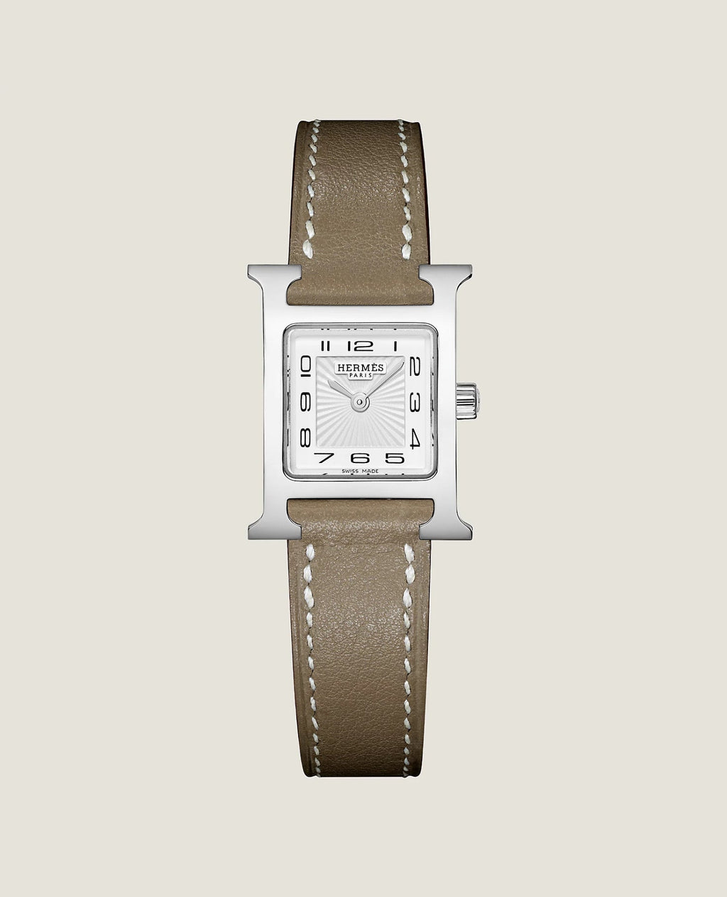 Hermès Heure H watch, Mini model, 21 mm, Silver , Etoup Swift