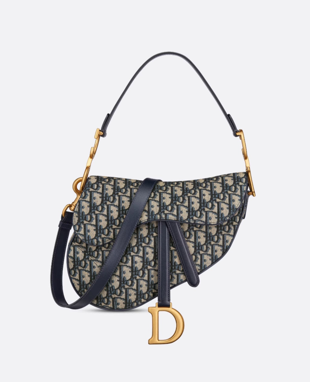 Christian Dior Saddle Bag With Strap Blue Oblique