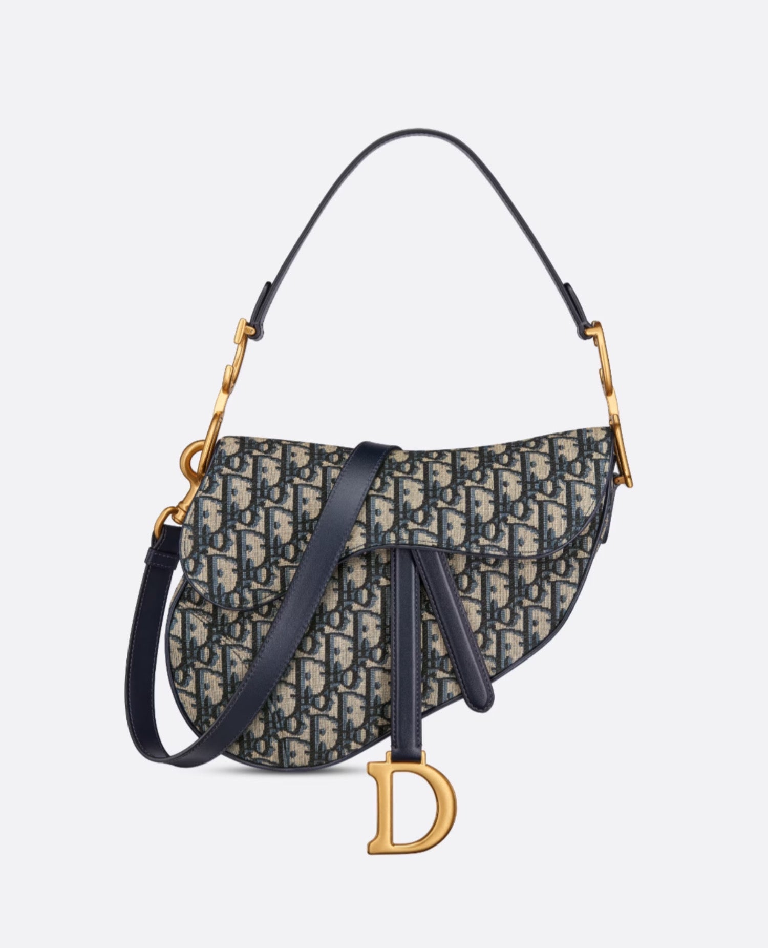 Christian Dior Saddle Bag With Strap Blue Oblique
