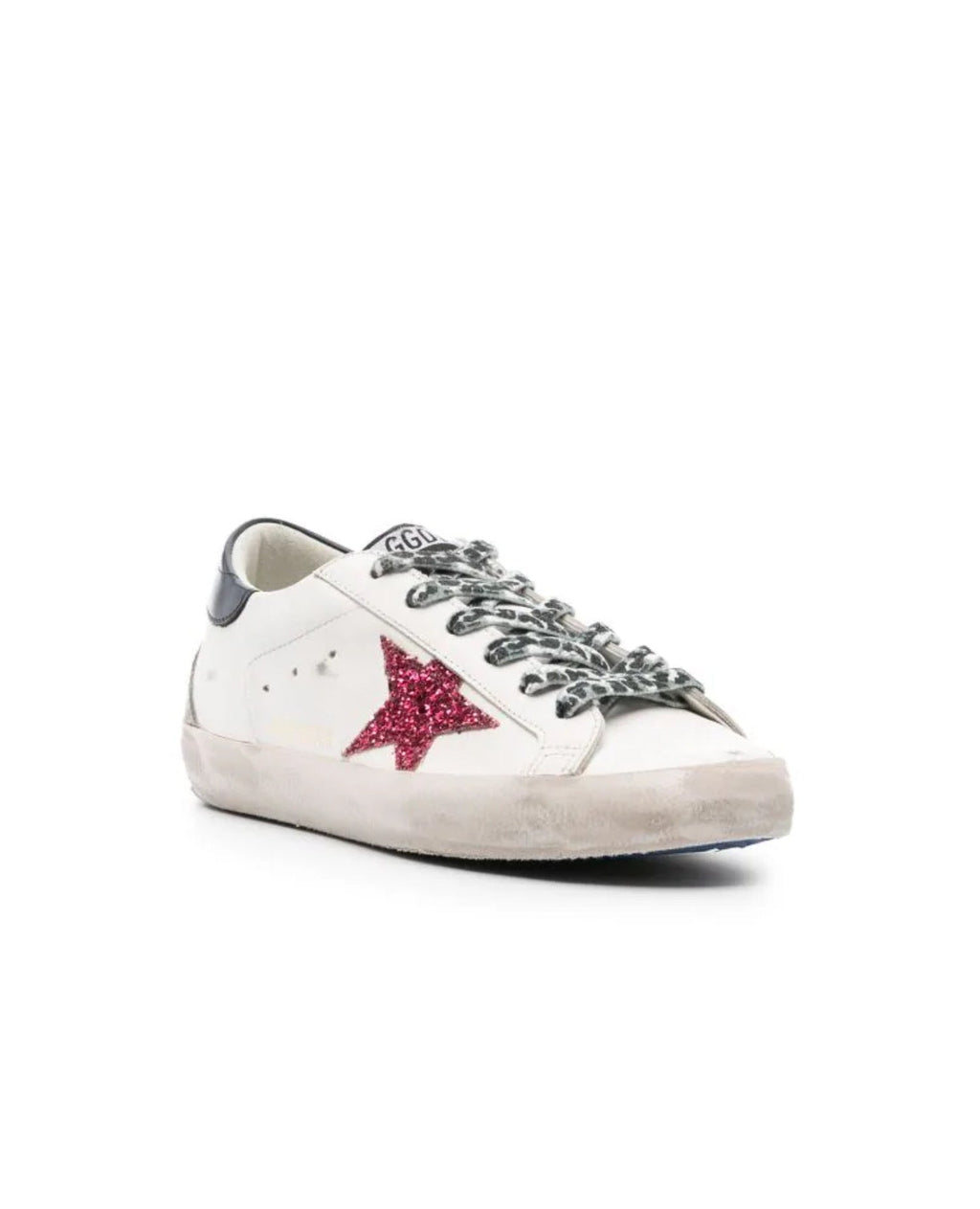 Golden Goose Women's Super-Star With Glitter Fushia Star Sneaker