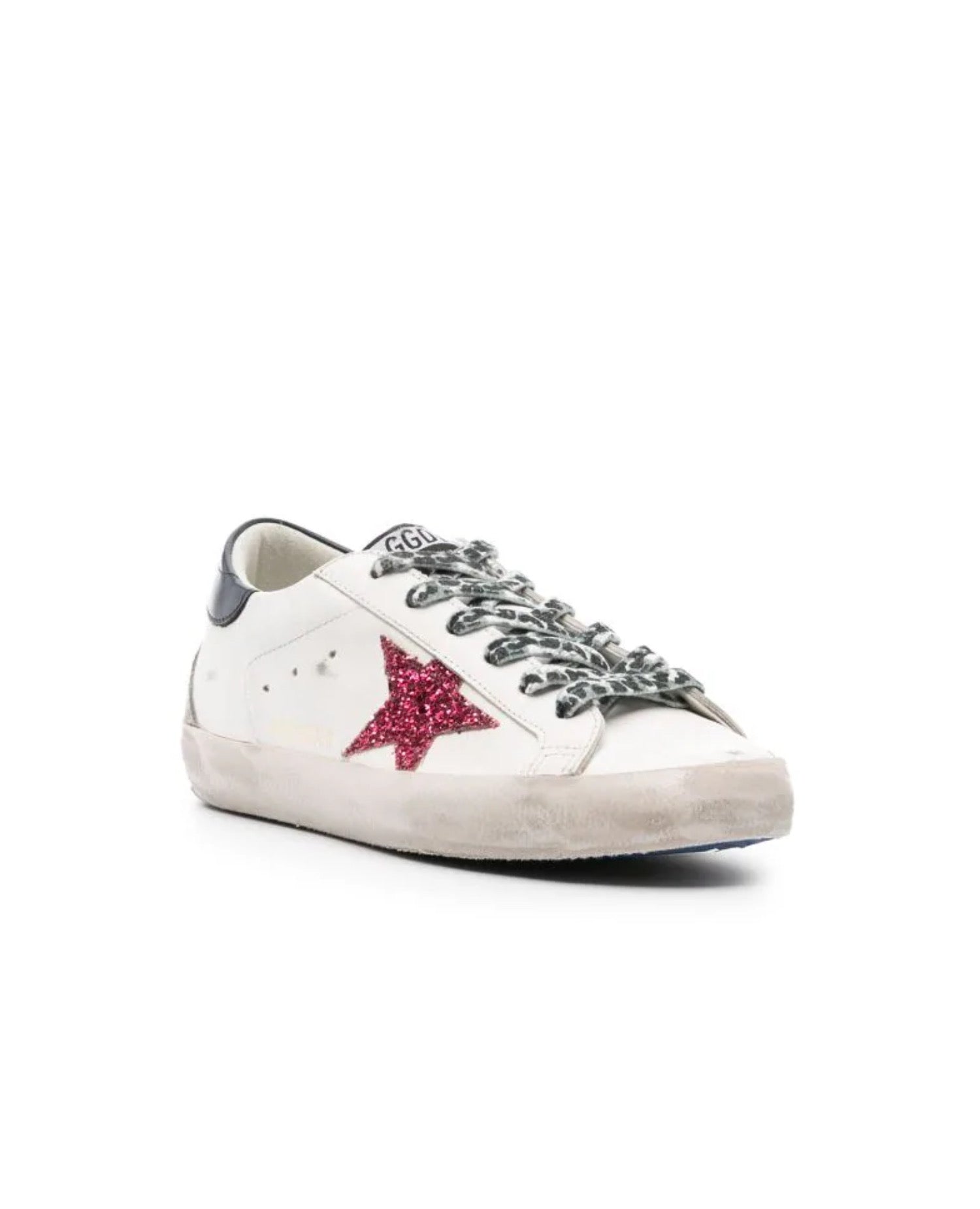 Golden Goose Women's Super-Star With Glitter Fushia Star Sneaker